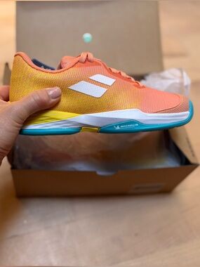 Tennis Sneakers — Coral Orange & Yellow Athletic Shoes